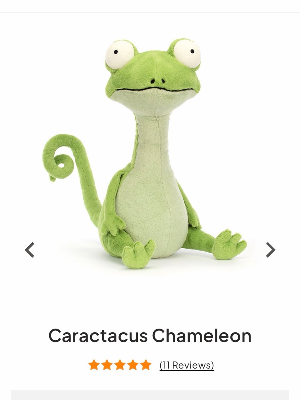 Jellycat Light Green Caractacus Chameleon Plush